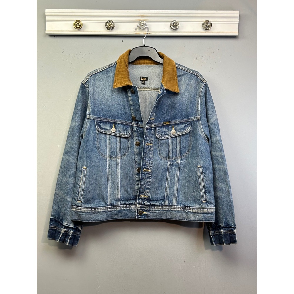 Lee Light Blue Denim Jacket with Brown Corduroy Collar